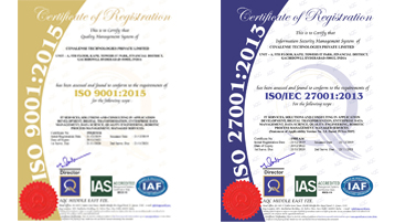 ISO 270012013 ISMS Certification & ISO 90012015 QMS certification Quality Management & Information Security Covalense Global for their outstanding contribution
